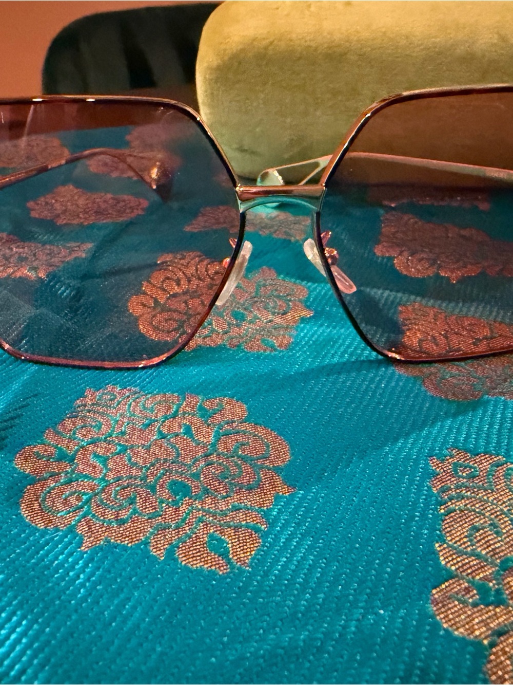 Gucci Oversized Square Sunglasses with Pink-Tinted Lenses